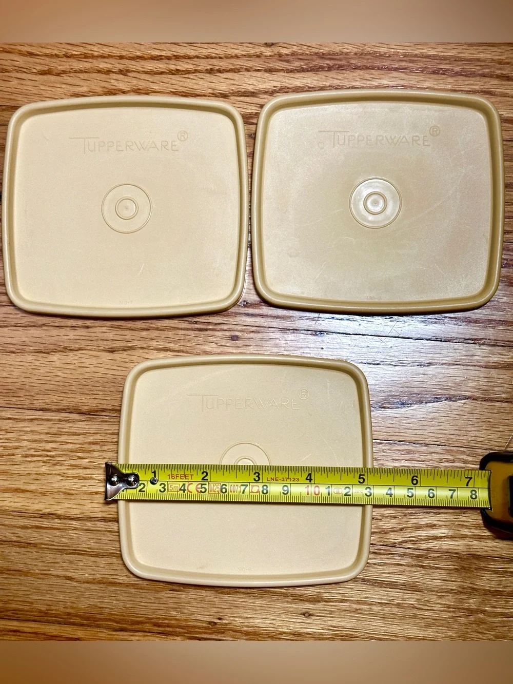 Vintage 1970s Tupperware #310 Lid Set x3 Almond Yellow 5
